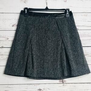 Line & Dot Leather Trim Pleated Mini Skirt Large